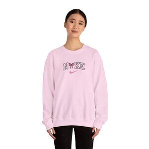 🎀 Light Pink Nike Sweatshirt – embroidered Pink Bow Logo – M to XL – Brand New